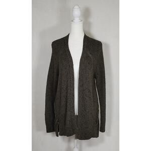 American Eagle Outfitters Womens Olive Green Marled Lace Up Side Cardigan Size M